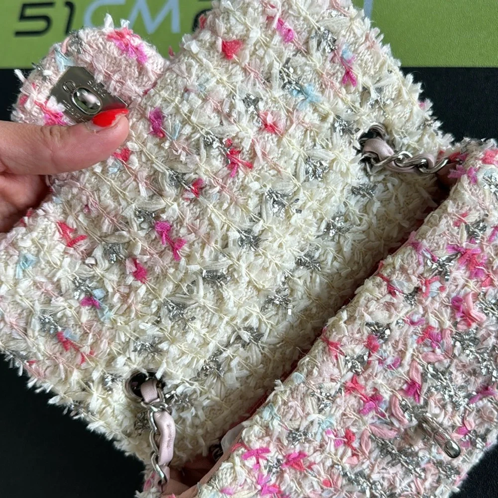 Chanel Mini Flap Tweed Pink Glitter - Picture 9 of 13
